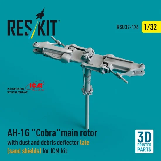 Reskit RSU32-0176 1/32 AH-1G Cobra Main Rotor w/Dust and Debris Deflector (sand shields) Late for ICM kit