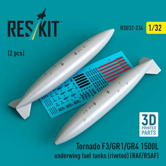 Reskit U32-0234 1/32 RAF/RSAF Tornado F3/GR1/GR4 1500L Underwing Fuel Tanks (riveted) 2pcs