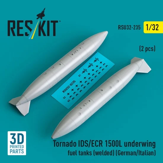 Reskit U32-0235 1/32 German/Italian AF Tornado IDS/ECR 1500L Underwing Fuel Tanks (welded) 2pcs