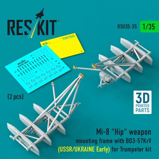 Reskit U35-0035 1/35 Mi-8 Hip Weapon Mounting Frame with BD3-57KrV (USSR/UKRAINE Early) for Trumpeter kit