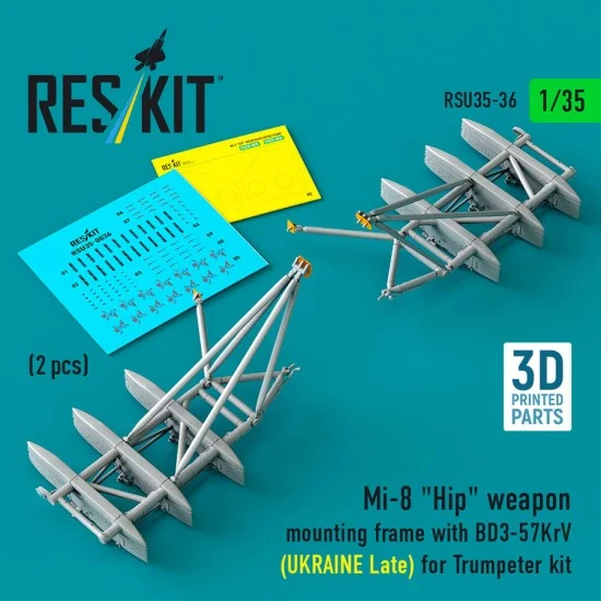 Reskit U35-0036 1/35 Mi-8 Hip Weapon Mounting Frame with BD3-57KrV (UKRAINE Late) for Trumpeter kit