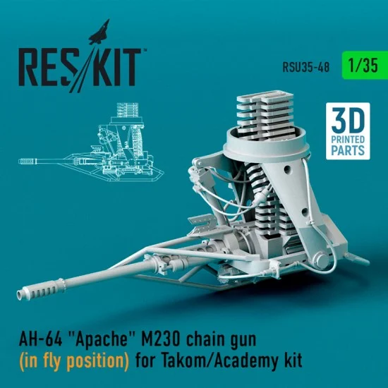 Reskit RSU35-0048 1/35 AH-64 Apache M230 Chain Gun in Fly Position for Takom/Academy kit