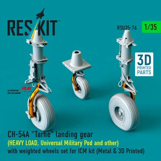 Reskit RSU35-0076 1/35 Ch-54A Tarhe Landing Gear (Heavy Load/Universal Military Pod) for ICM Kit