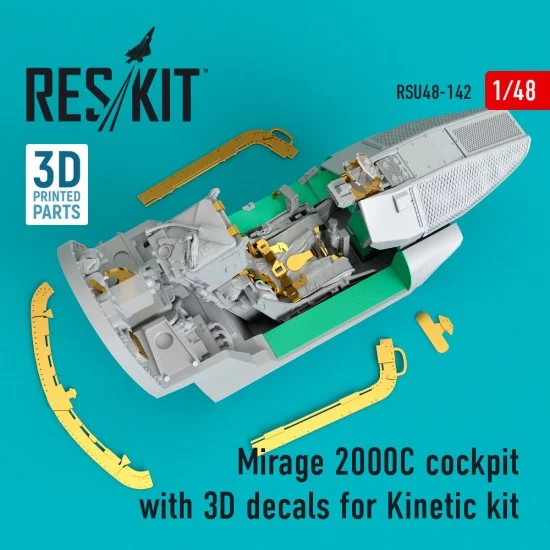 Reskit RSU48-0142 1/48 Mirage 2000C Cockpit w/3D-decals for Kinetic kits