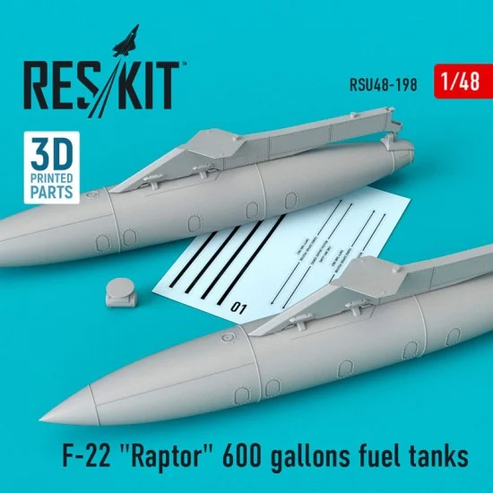 Reskit RSU48-0198 1/48 F-22 Raptor 600 gallons Fuel Tanks for Academy/Hasegawa/Italeri