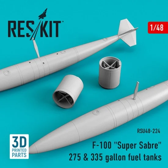 Reskit RSU48-0224 1/48 F-100 "Super Sabre" 275 & 335 gallon Fuel Tanks (3D Printing)
