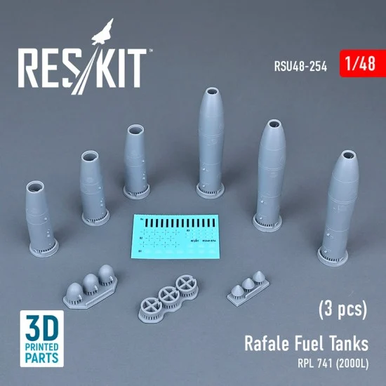 Reskit RSU48-0254 1/48 Rafale Fuel Tanks Rpl 741 2000L (3pcs)