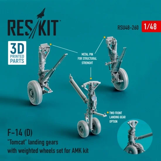 Reskit RSU48-0260 1/48 F-14 (D) "Tomcat" Landing Gears with Weighted Wheels set for AMK kit