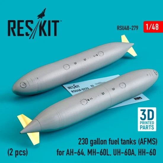 Reskit RSU48-0279 1/48 230 Gallon Fuel Tanks (Afms) for Ah-64, Mh-60L, Uh-60A, Hh-60 (2pcs)