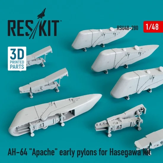 Reskit RSU48-0280 1/48 AH-64 Apache Early Pylons for Hasegawa kit (3D Printing)
