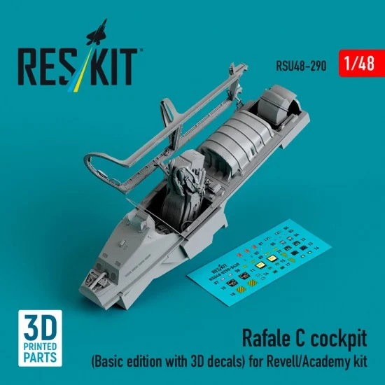 Reskit RSU48-0290 1/48 Rafale C Cockpit (Basic Edition with 3D Decals) for Revell/Academy Kit