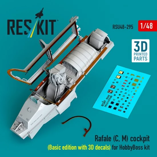 Reskit RSU48-0295 1/48 Rafale (C, M) Cockpit (Basic edition with 3D decals) for HobbyBoss kit