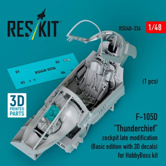 Reskit RSU48-0336 1/48 F-105D Thunderchief Cockpit Late (Basic Edition With 3D Decals) for Hobby Boss Kit