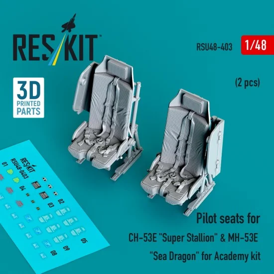 Reskit RSU48-0403 1/48 Pilot Seats for CH-53E Super Stallion and MH-53E Sea Dragon for Academy