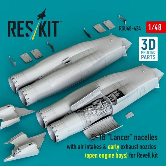 Reskit RSU48-0424 1/48 B-1B Lancer Early Nacelles w/Air Intakes n Exhaust Nozzles (open engine bay) Revell