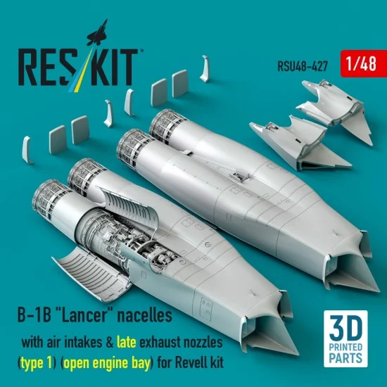 Reskit RSU48-0427 1/48 B-1B Lancer Late Nacelles w/Air Intakes n Exhaust Nozzles (open engine bay) Revell