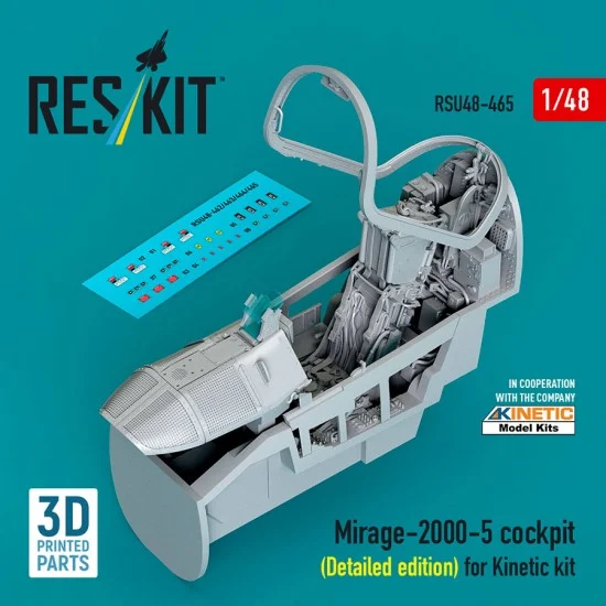 Reskit U48-0465 1/48 Mirage-2000-5 Cockpit (Detailed edition) for Kinetic kit