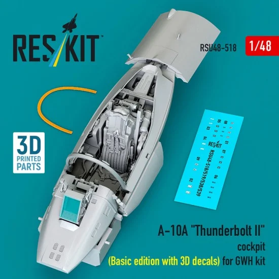 Reskit U48-0518 1/48 A-10A Thunderbolt II Cockpit (Basic edition with 3D decals) for Great Wall Hobby kit