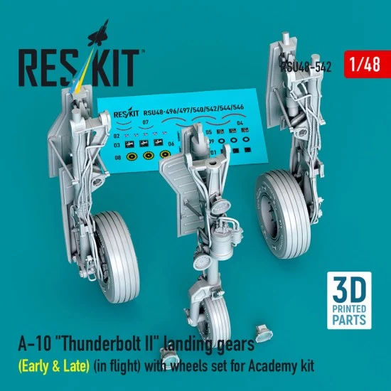 Reskit RSU48-0542 1/48 A-10 Thunderbolt II Landing Gears (Early Late) (In Flight) for Academy Kit