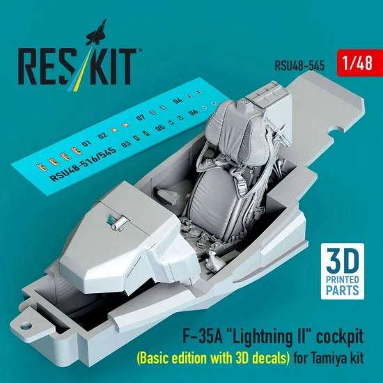Reskit U48-0545 1/48 F-35A Lightning II Cockpit (Basic edition with 3D decals) for Tamiya kit