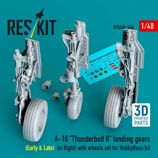 Reskit RSU48-0546 1/48 A-10 Thunderbolt II Landing Gears (Early Late) In Flight for HobbyBoss Kit