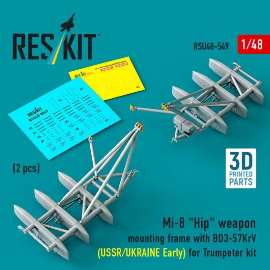 Reskit U48-0549 1/48 Mi-8 Hip Weapon Mounting Frame with BD3-57KrV for Trumpeter kit (USSR/UKRAINE Early)