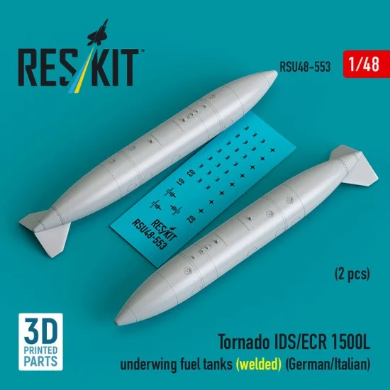 Reskit U48-0553 1/48 Tornado IDS/ECR 1500L Underwing Fuel Tanks (welded) (German AF / Italian AF) (2pcs)