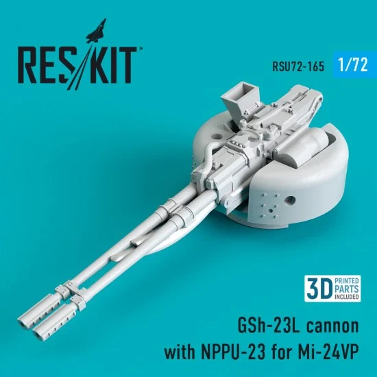 Reskit RSU72-0165 1/72 Mil Mi-24VP GSh-23L Cannon with NPPU-23 for Zvezda kits