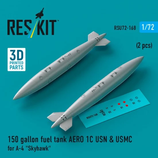 Reskit RSU72-0168 1/72 150 gallon Fuel Tank AERO 1C USN and USMC (2pcs) for A-4 Skyhawk