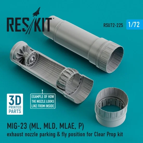 Reskit RSU72-0225 1/72 MIG-23 ML/MLD/MLAE/P Exhaust Nozzle Parking & Fly Position for Clear Prop