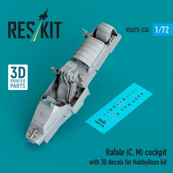 Reskit RSU72-0236 1/72 Rafale (C, M) Cockpit with 3D decals for HobbyBoss kit
