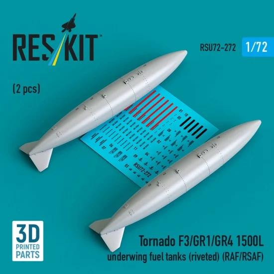 Reskit U72-0272 1/72 RAF/RSAF Tornado F3/GR1/GR4 1500L Underwing Fuel Tanks (riveted) 2pcs