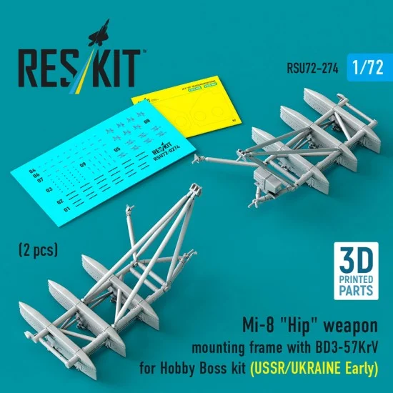 Reskit U72-0274 1/72 Mi-8 Hip Weapon Mounting Frame with BD3-57KrV for HobbyBoss (USSR/UKRAINE Early)