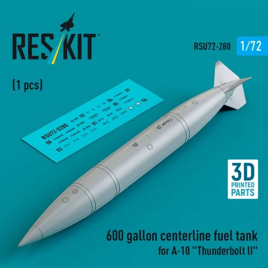 Reskit RSU72-0280 1/72 600 gallon Centerline Fuel Tank for A-10 Thunderbolt II (1pc)