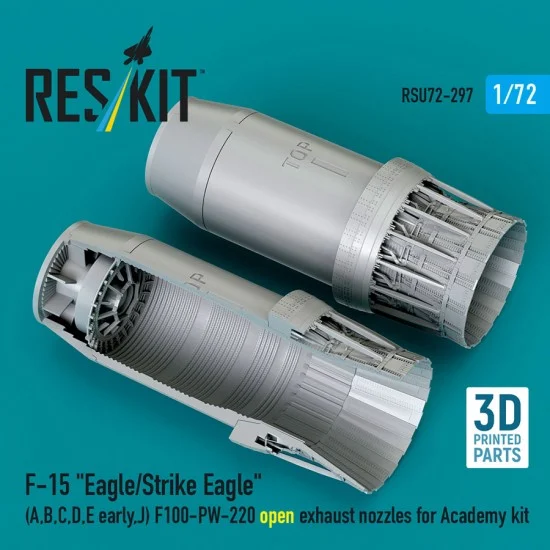 Reskit U72-0297 1/72 F-15 Strike Eagle A/B/C/D/E Early/J F100-PW-220 open Exhaust Nozzles for Academy