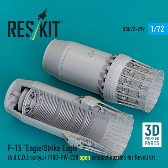 Reskit U72-0299 1/72 F-15 Strike Eagle A/B/C/D/E Early/J F100-PW-220 open Exhaust Nozzles for Revell