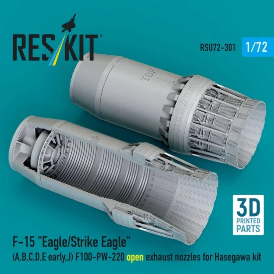 Reskit U72-0301 1/72 F-15 Strike Eagle A/B/C/D/E Early/J F100-PW-220 open Exhaust Nozzles for Hasegawa