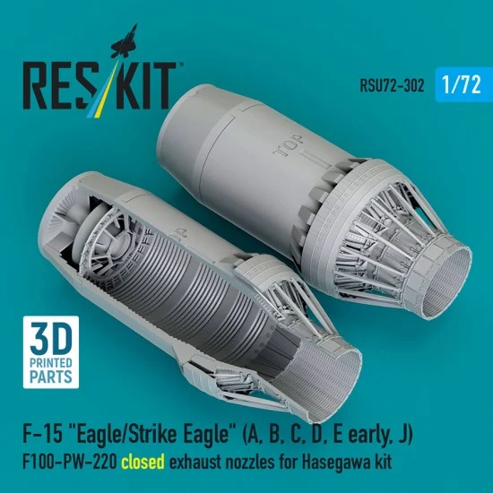 Reskit U72-0302 1/72 F-15 Strike Eagle A/B/C/D/E Early/J F100-PW-220 closed Exhaust Nozzles for Hasegawa