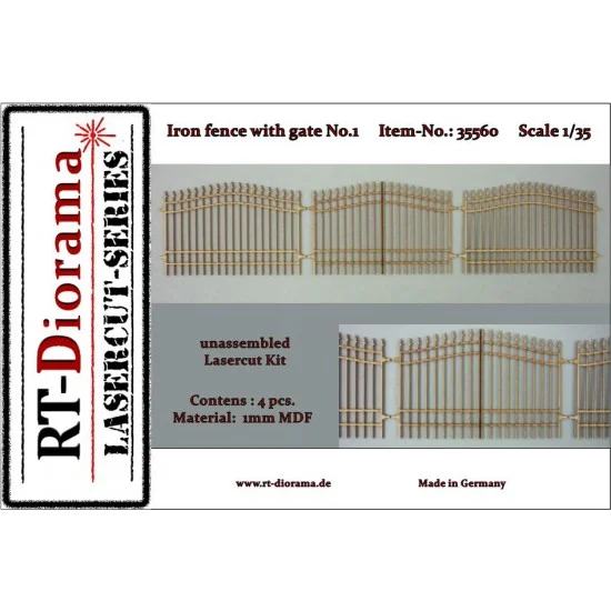 RT Diorama 35560 1/35 Iron Fence w/Gate No.1 - Scenics & Diorama