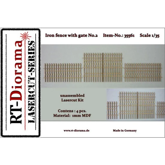 RT Diorama 35561 1/35 Iron Fence w/Gate No.2 - Scenics & Diorama