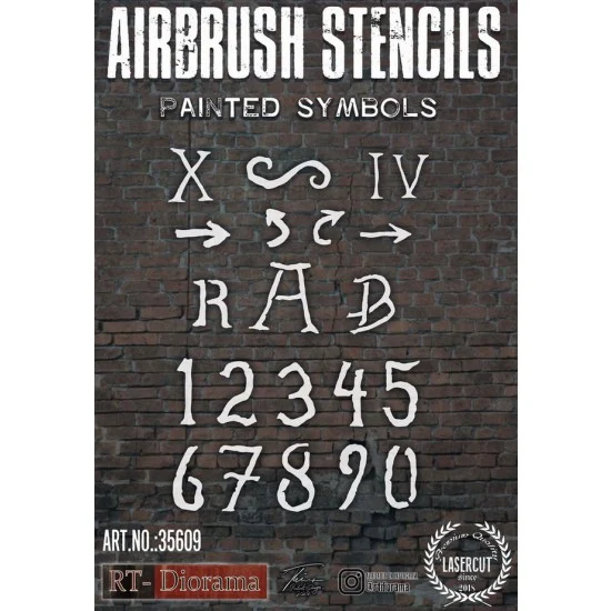 RT Diorama 35609 1/35 Airbrush Stencil: Painted Symbols - Scenics & Diorama