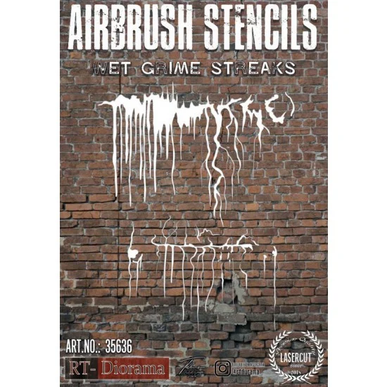 RT Diorama 35636 1/35 Airbrush Stencil: Wet Grime Straeks - Hobby & Model Paints