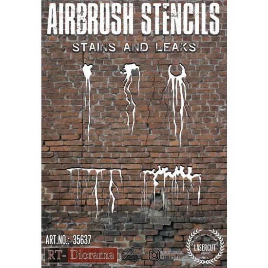 RT Diorama 35637 1/35 Airbrush Stencil: Stains and Leaks - Hobby & Model Paints