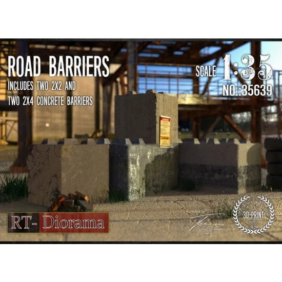 RT Diorama 35639 1/35 Road Barriers (2x2 & 2x4) - Scenics & Diorama