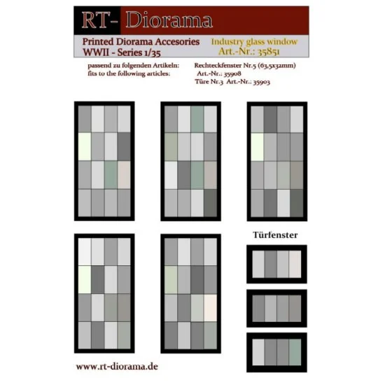 RT Diorama 35851 1/35 Printed Accessories: Industry Glass Windows - Scenics & Diorama