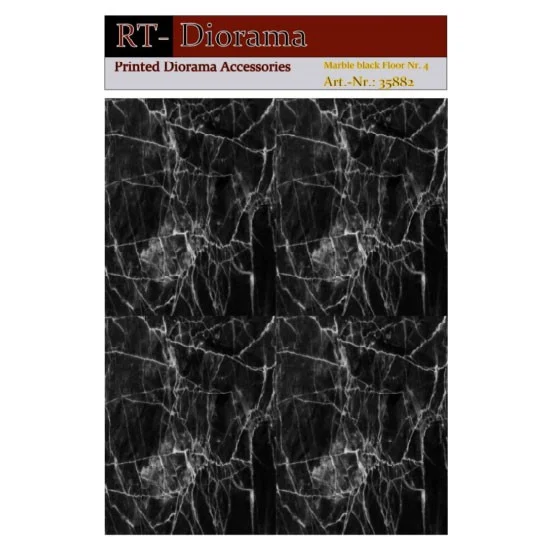 RT Diorama 35882 1/35 Printed Accessories: Marble Black Floor Nr.4 - Scenics & Diorama