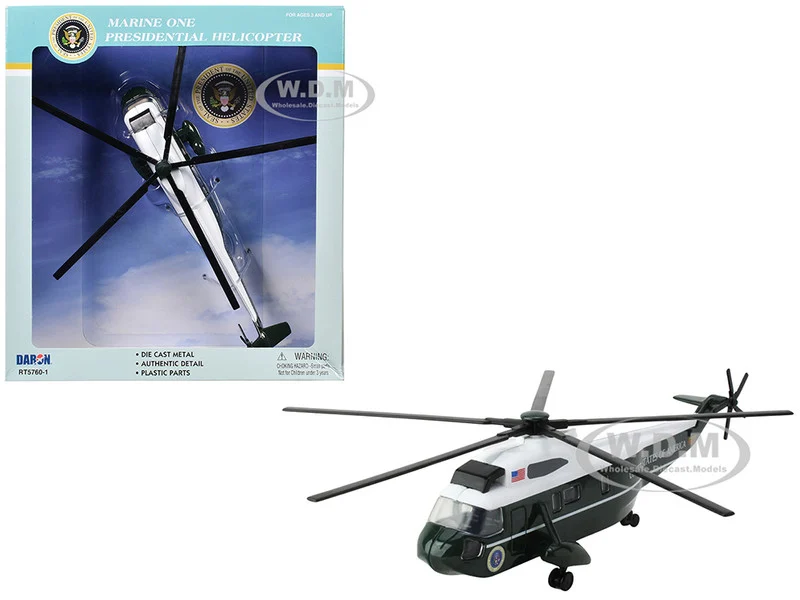Marine One Presidential Helicopter "United States of America" Dark Green and White Diecast Model by Daron - Military Models