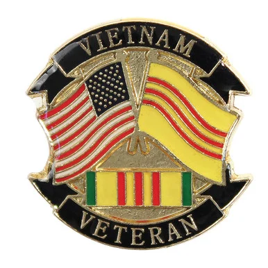 USA Vietnam Veteran Wavy Flags Lapel Pin 112025 - Ruffin Flag Company