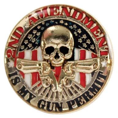2nd Amendment Skull Is My Gun Permit Lapel Pin 981928 - Ruffin Flag Company