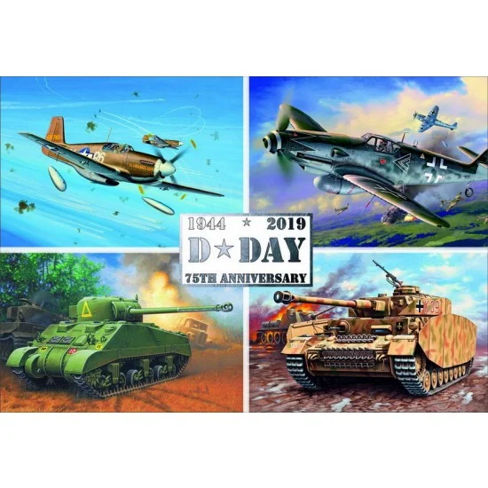 Revell 3352 1/72 75th Anniversary "D-Day" Set - P-51D Mustang, Bf109 G-10, PzKpfw. IV & M4A1 Sherman
